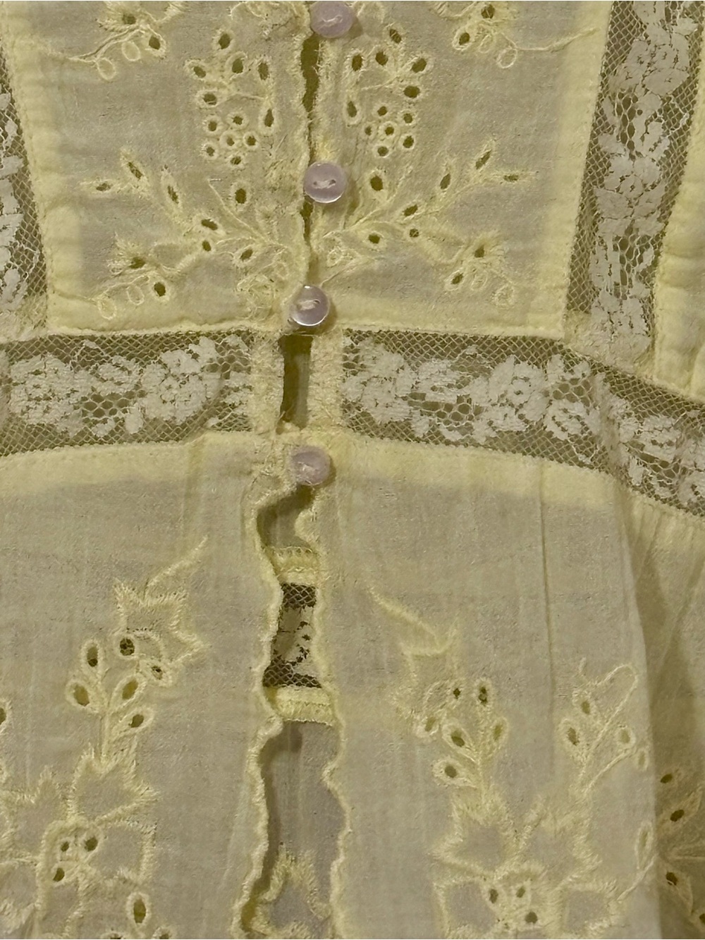 NWT Free People Day Dreamer EARLY BLOOMER YELLOW Embroidered Eyelet Lace Top XS - Picture 4 of 6